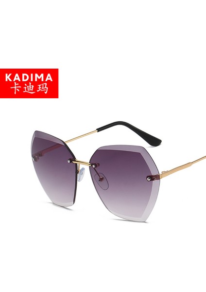 Moda Düzensiz Güneş Gözlüğü Kişiselleştirilmiş Çerçeve Cut-Edge Güneş Gözlüğü Kadın Trendy Güneş Gözlüğü C2-Altın Çerçeve Degrade Gri (Yurt Dışından) modelleri