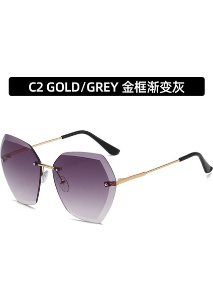 Moda Düzensiz Güneş Gözlüğü Kişiselleştirilmiş Çerçeve Cut-Edge Güneş Gözlüğü Kadın Trendy Güneş Gözlüğü C2-Altın Çerçeve Degrade Gri (Yurt Dışından) indirimleri