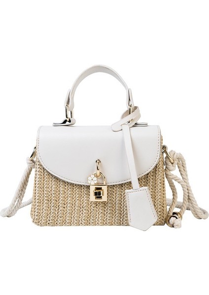 Bayanlar Çanta Moda Kilit Hasır Çanta Rahat Taşınabilir Küçük Kare Çanta (Yurt Dışından)