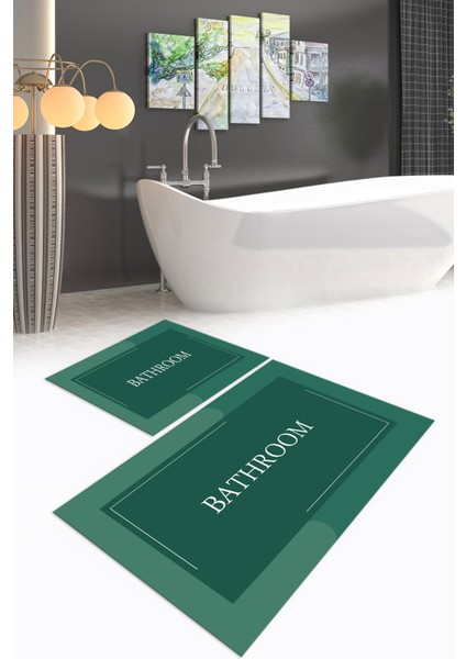 Dijital Baskılı Kaymaz Yıkanabilir Bathroom Ikili Banyo Takımı Klozet Takımı, N-Klozet-02-Yeşil, fiyatları