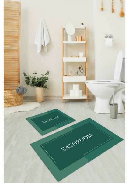 Dijital Baskılı Kaymaz Yıkanabilir Bathroom Ikili Banyo Takımı Klozet Takımı, N-Klozet-02-Yeşil, modelleri