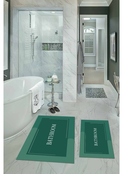 Dijital Baskılı Kaymaz Yıkanabilir Bathroom Ikili Banyo Takımı Klozet Takımı, N-Klozet-02-Yeşil, fırsatları