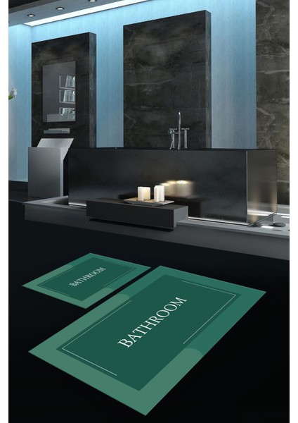 Dijital Baskılı Kaymaz Yıkanabilir Bathroom Ikili Banyo Takımı Klozet Takımı, N-Klozet-02-Yeşil, indirimleri