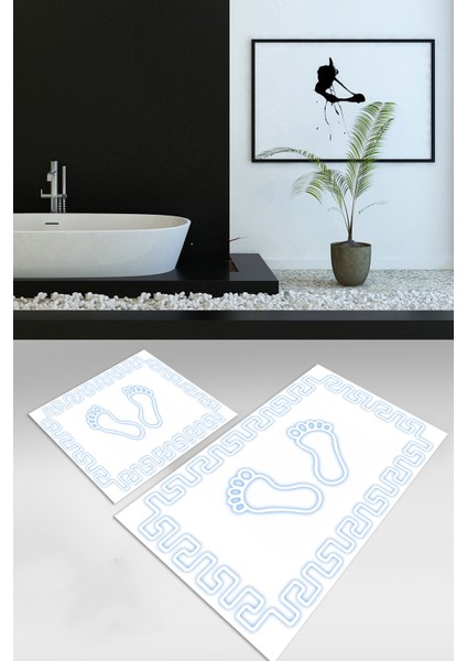 Dijital Baskılı Kaymaz Yıkanabilir Ayak Desen Ikili Banyo Takımı Klozet Takımı, N-Klozet-18-Beyaz, fırsatları