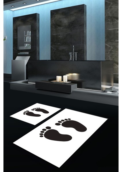 Dijital Baskılı Kaymaz Yıkanabilir Ayak Desen Ikili Banyo Takımı Klozet Takımı, N-Klozet-21-Beyaz, fiyatları