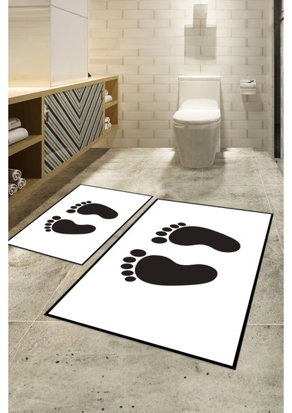 Dijital Baskılı Kaymaz Yıkanabilir Ayak Desen Ikili Banyo Takımı Klozet Takımı, N-Klozet-21-Beyaz, indirimleri