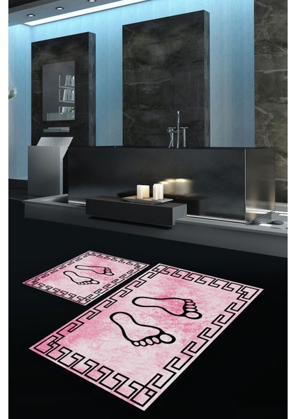 Dijital Baskılı Kaymaz Yıkanabilir Ayak Desen Ikili Banyo Takımı Klozet Takımı, N-Klozet-19-Pembe, modelleri