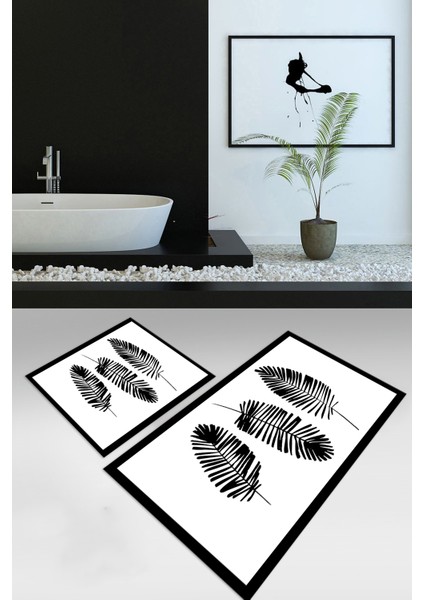 Dijital Baskılı Kaymaz Yıkanabilir Yaprak Ikili Banyo Takımı Klozet Takımı, N-Klozet-26-Beyaz, modelleri