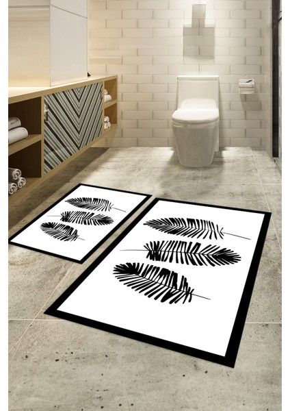 Dijital Baskılı Kaymaz Yıkanabilir Yaprak Ikili Banyo Takımı Klozet Takımı, N-Klozet-26-Beyaz, indirimleri