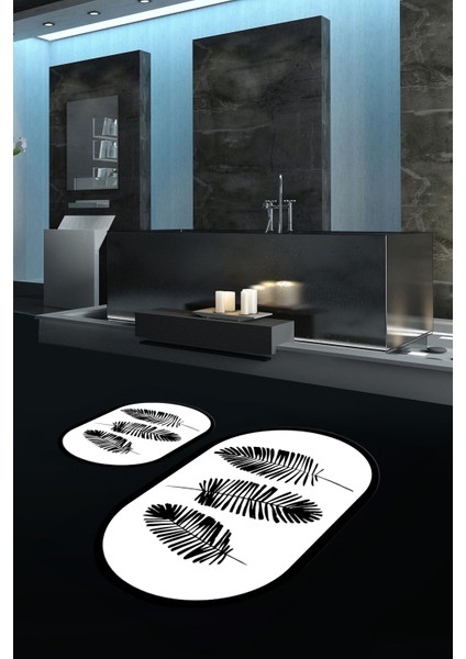 Dijital Baskılı Kaymaz Yıkanabilir Yaprak Oval Banyo Takımı Klozet Takımı, N-O-Klozet-26-Beyaz, fiyatları