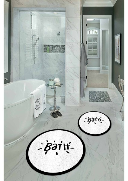 Dijital Baskılı Kaymaz Yıkanabilir Bath Yuvarlak Ikili Banyo Takımı, N-Y-Klozet-10-Beyaz, modelleri
