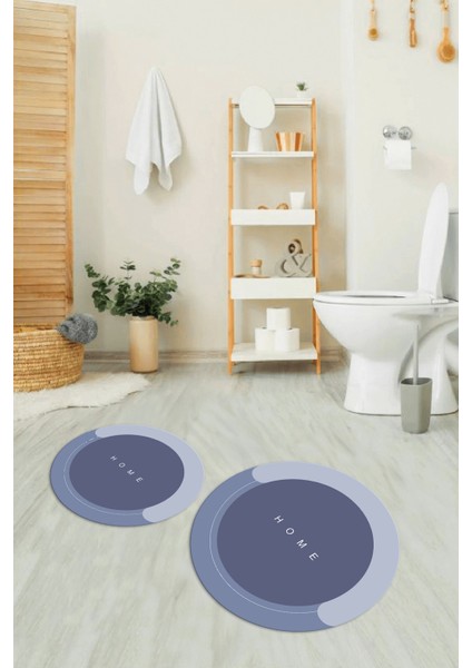Dijital Baskılı Kaymaz Yıkanabilir Home Yuvarlak Ikili Banyo Takımı, N-Y-Klozet-03-Mavi, modelleri
