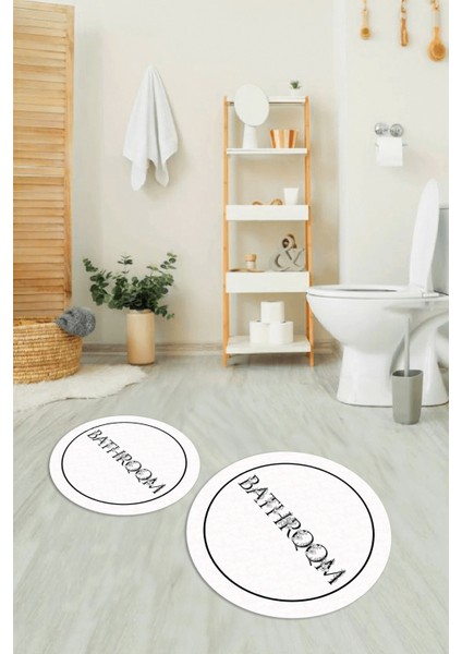 Dijital Baskılı Kaymaz Yıkanabilir Bathroom Yuvarlak Ikili Banyo Takımı, N-Y-Klozet-06-Beyaz, modelleri