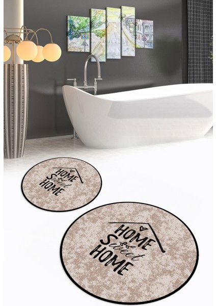 Dijital Baskılı Kaymaz Yıkanabilir Home Yuvarlak Ikili Banyo Takımı, N-Y-Klozet-14-Kahve,