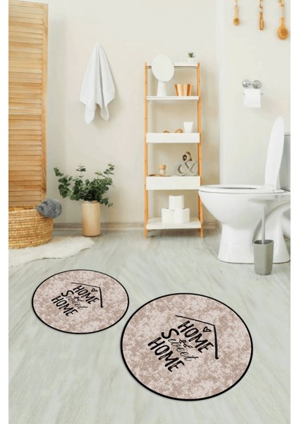 Dijital Baskılı Kaymaz Yıkanabilir Home Yuvarlak Ikili Banyo Takımı, N-Y-Klozet-14-Kahve, fiyatları
