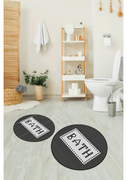 Dijital Baskılı Kaymaz Yıkanabilir Bath Yuvarlak Ikili Banyo Takımı, N-Y-Klozet-07-Siyah, modelleri