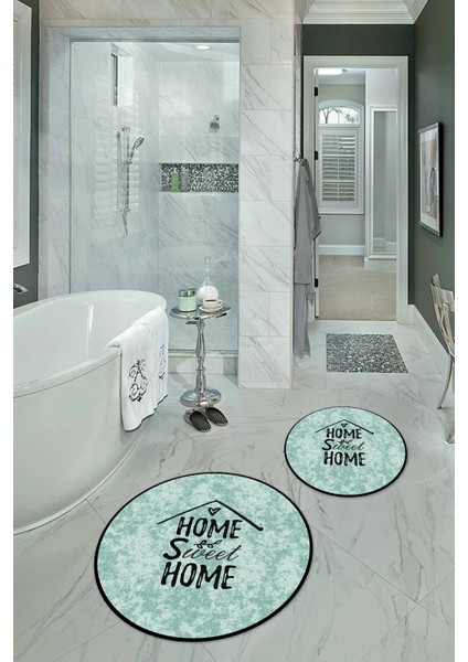 Dijital Baskılı Kaymaz Yıkanabilir Home Yuvarlak Ikili Banyo Takımı, N-Y-Klozet-14-Yeşil, modelleri