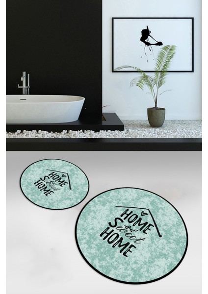 Dijital Baskılı Kaymaz Yıkanabilir Home Yuvarlak Ikili Banyo Takımı, N-Y-Klozet-14-Yeşil, indirimleri