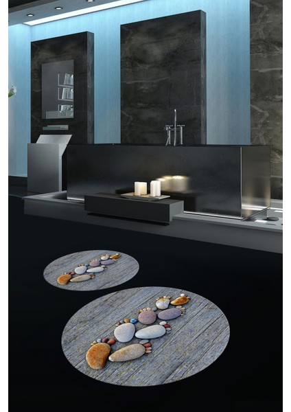 3D Dijital Baskılı Kaymaz Taban Yıkanabilir Yuvarlak Ikili Banyo Takımı, N-Y-Klozet-15-Renkli, modelleri