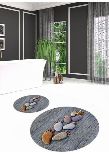 3D Dijital Baskılı Kaymaz Taban Yıkanabilir Yuvarlak Ikili Banyo Takımı, N-Y-Klozet-15-Renkli, indirimleri
