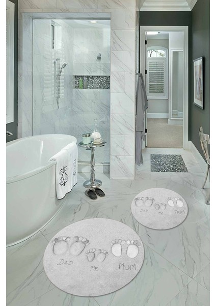3D Dijital Baskılı Kaymaz Taban Yıkanabilir Yuvarlak Ikili Banyo Takımı, N-Y-Klozet-16-Gri, fiyatları