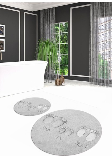 3D Dijital Baskılı Kaymaz Taban Yıkanabilir Yuvarlak Ikili Banyo Takımı, N-Y-Klozet-16-Gri, indirimleri