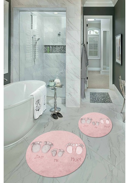3D Dijital Baskılı Kaymaz Taban Yıkanabilir Yuvarlak Ikili Banyo Takımı, N-Y-Klozet-16-Pembe, fiyatları