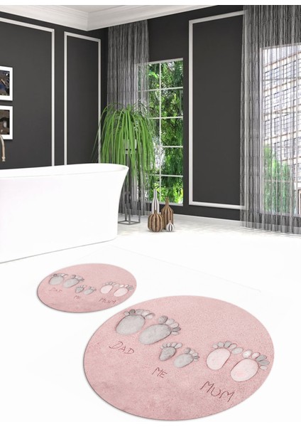 3D Dijital Baskılı Kaymaz Taban Yıkanabilir Yuvarlak Ikili Banyo Takımı, N-Y-Klozet-16-Pembe, indirimleri