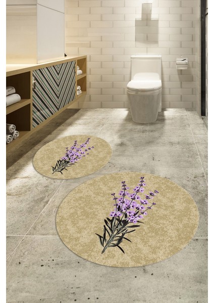 Dijital Baskılı Kaymaz Taban Yıkanabilir Yuvarlak Ikili Banyo Takımı, N-Y-Klozet-29-Kahve, fırsatları