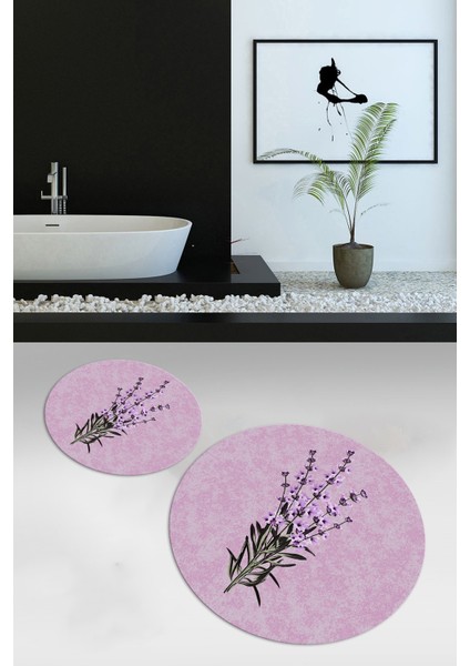 Dijital Baskılı Kaymaz Taban Yıkanabilir Yuvarlak Ikili Banyo Takımı, N-Y-Klozet-29-Pembe, fiyatları