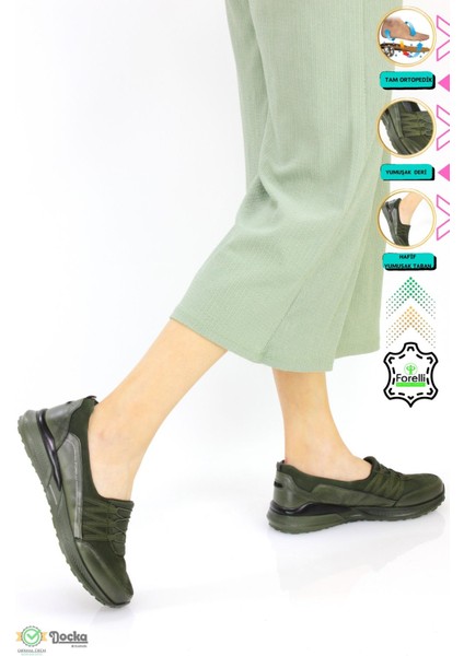 Kadın Hakiki Deri Günlük Spor Tarz Bağcıksız Ortopedik Ayakkabı F24/SP46704Y