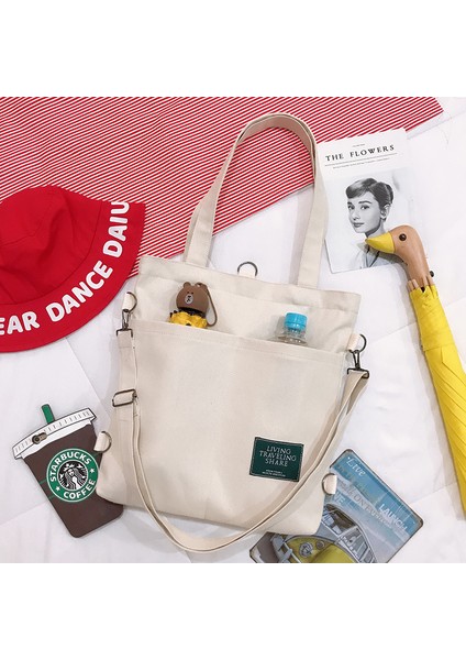 Çok Amaçlı Kadın Tek Omuz Kanvas Çanta Kore Versiyonu Moda Edebiyat ve Sanat Kolej Öğrencileri Sırt Çantası Sınıf Iyileştirici Kanvas Çanta (Yurt Dışından)