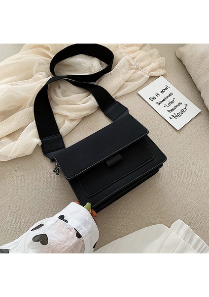 Moda Fırçalama Messenger Çanta Kadın Retro Geniş Omuz Tek Omuz Küçük Kare Çanta (Yurt Dışından)