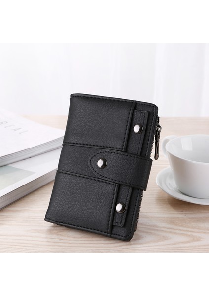 Kısa Vintage Mat Kadın Üç Katlı Küçük Cüzdan (Yurt Dışından)