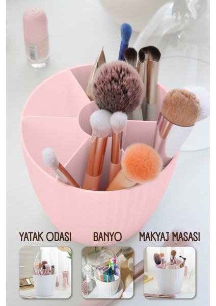 Fanus Kapaklı 7 Bölmeli Makyaj Organizeri Pembe modelleri