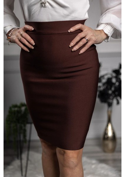 Büyük Beden Ofis Şıklıı Scuba Kumaş Kalem Etek