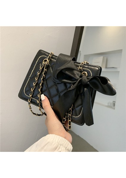 Ipek Eşarp Çanta Moda Eşkenar Dörtgen Zincir Tek Omuz Koltuk Altı Çanta Messenger Çanta (Yurt Dışından)