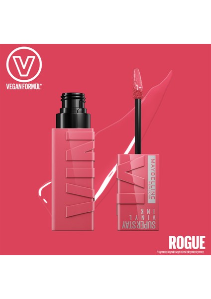 Maybelline New York Super Stay Vinyl Ink Uzun Süre Kalıcı Likit Parlak Ruj 145 Rogue