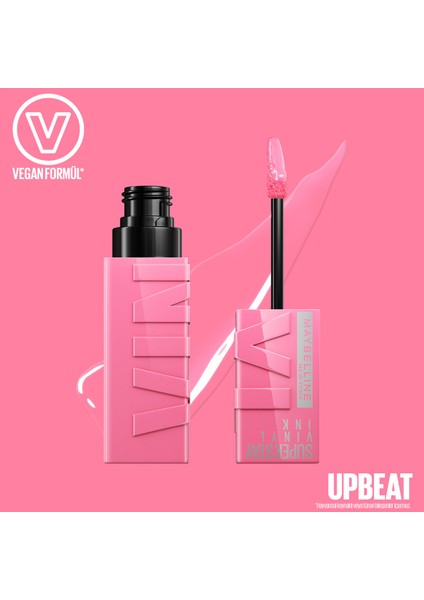 Maybelline New York Super Stay Vinyl Ink Uzun Süre Kalıcı Likit Parlak Ruj 155 Upbeat