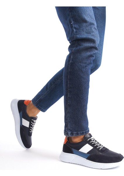 Erkek Deri Spor Ayakkabı & Sneaker Lacivert -Mbknt-Lcv