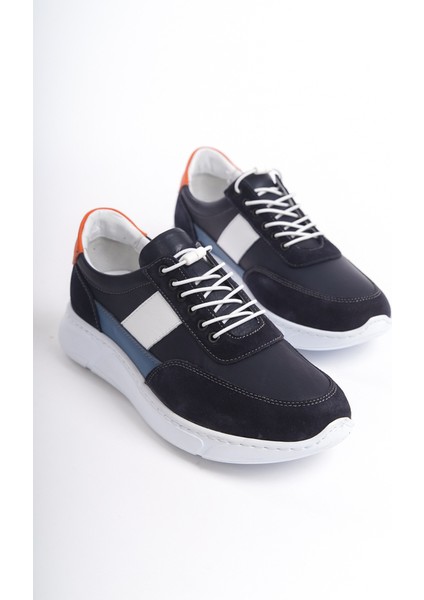 Erkek Deri Spor Ayakkabı & Sneaker Lacivert -Mbknt-Lcv