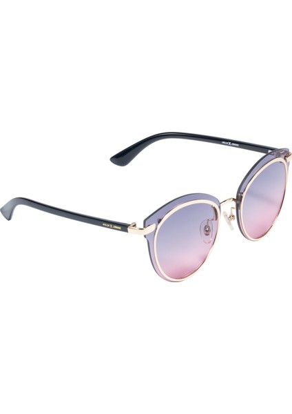 DK4258P-4 Mor Pembe Geçişli Yuvarlak Oval Kadın Güneş Gözlüğü