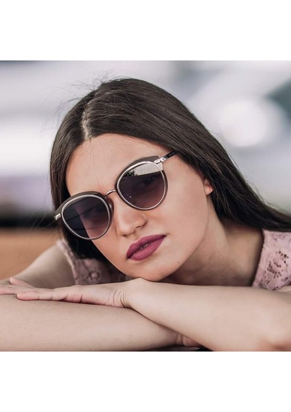 DK4258P-4 Mor Pembe Geçişli Yuvarlak Oval Kadın Güneş Gözlüğü modelleri