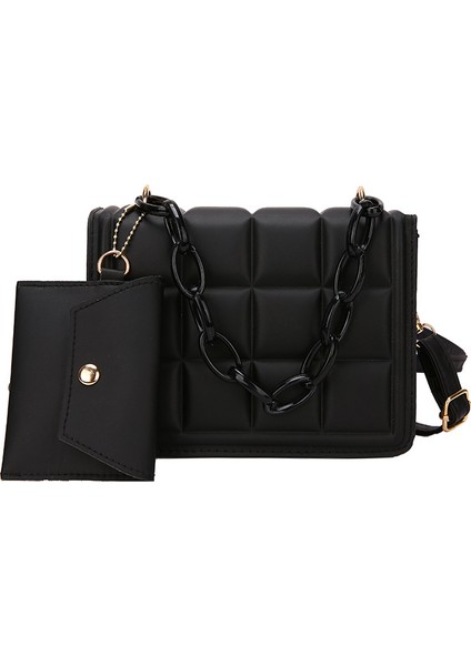 Batı Tarzı Kabartmalı Kareli Omuz Çantası (Yurt Dışından)