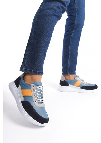Erkek Deri Spor Ayakkabı & Sneaker Kot Mavi -Mbknt-Ktm