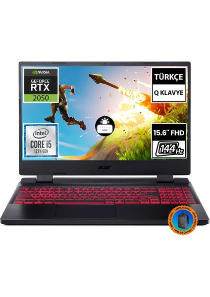 Nitro 5 AN515-58-56RY NH.QMZEY.003A7 I5-12450H 32GB 512SSD RTX2050 15.6" Fullhd Freedos Taşınabilir BILGISAYAR-CNT008