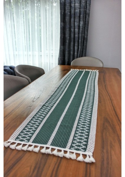 Pamuklu Şal Motif Dantel Örgü Runner 35X150