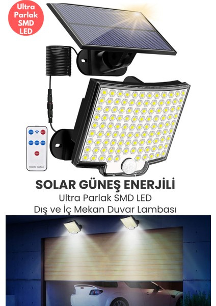 Solar Ultra Parlak Smm 110 Ledli Hareket Sensörlü 3 Modlu Bahçe Aydınlatma Lamba