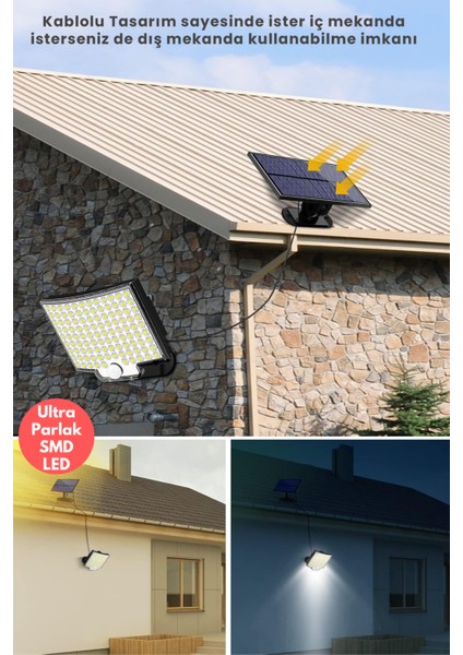 Solar Ultra Parlak Smm 110 Ledli Hareket Sensörlü 3 Modlu Bahçe Aydınlatma Lamba