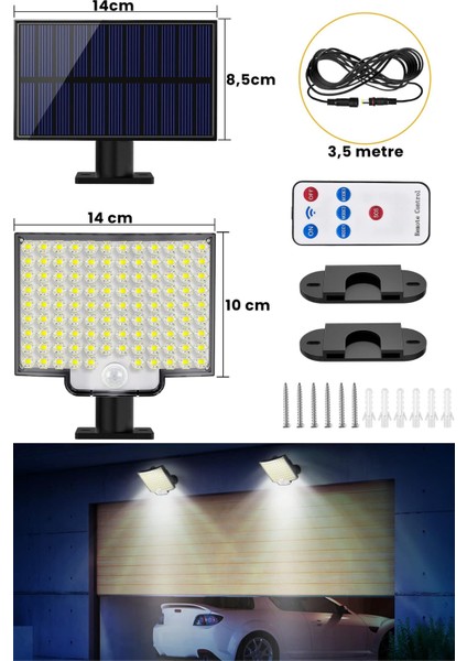 Solar Ultra Parlak Smm 110 Ledli Hareket Sensörlü 3 Modlu Bahçe Aydınlatma Lamba